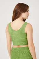 Women's Velour Crop Top Pepper Green