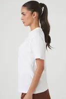 Women's Embroidered Hola T-Shirt in White/Gold Small