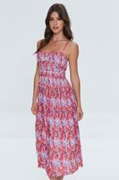 Women's Abstract Print Cami Midi Dress in Red Small