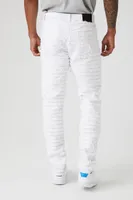 Men Distressed Frayed Skinny Jeans in White, 32