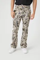 Men Slim-Fit Camo Print Cargo Pants in Taupe, XL