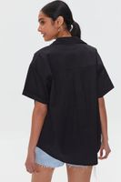 Women's Oversized Button-Front Shirt in Black Small