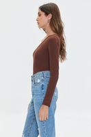 Women's One-Shoulder Long-Sleeve Bodysuit in Chocolate, M/L