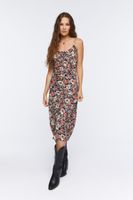 Women's Floral Print Cami Midi Dress in Black Small