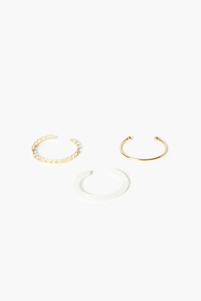 Women's Chain Cuff Bracelet Set in Gold/Clear