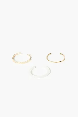 Women's Chain Cuff Bracelet Set in Gold/Clear