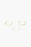 Women's Chain Cuff Bracelet Set in Gold/Clear