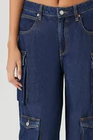 Women's High-Rise Wide-Leg Cargo Jeans in Dark Denim