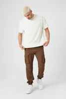 Men Drawstring Cargo Joggers in Dark Brown Small