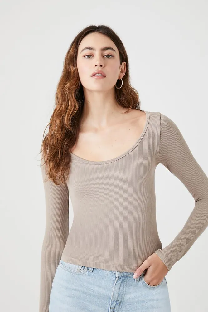 Women's Seamless Scoop-Neck Top in Goat Small