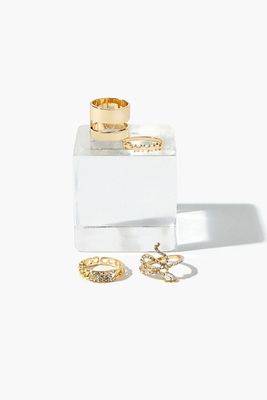 Women's Rhinestone Snake Ring Set in Gold/Clear, 6