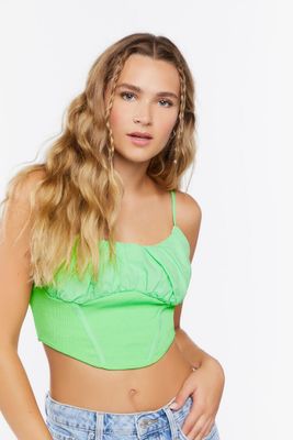 Women's Seamed Cropped Cami in Green Medium