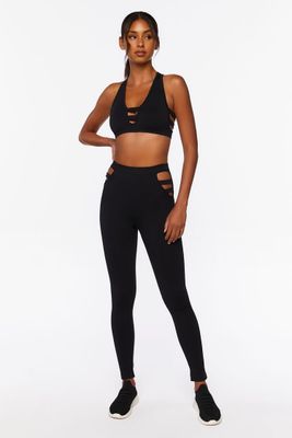 Women's Active Seamless Cutout Leggings in Black Large