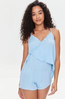 Women's Tie-Waist Lounge Romper in Sky Blue Small