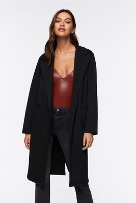 Women's Fleece Duster Coat Black