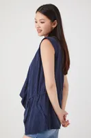 Women's Chambray Open-Front Vest in Navy, XS