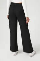 Women's Twill Drawstring Cargo Pants in Black Large