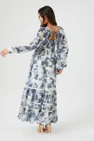 Women's Chiffon Floral Tiered Maxi Dress