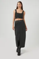 Women's Faux Leather Maxi Slit Skirt