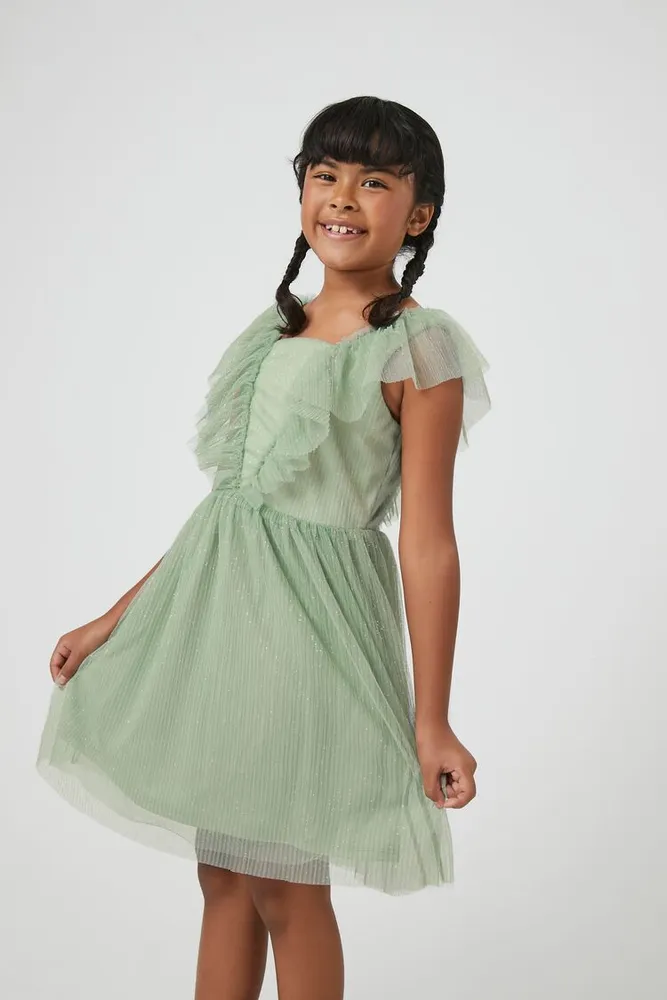 Girls Butterfly-Sleeve Dress (Kids) Mint,