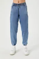 Women's Denim Drawstring Joggers in Blue Medium