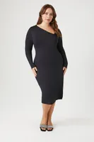 Women's Asymmetrical Midi Dress Black,