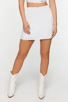 Women's Linen-Blend Crop Top & Mini Skirt Set in White Large