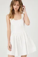 Women's Poplin Tie-Back A-Line Mini Dress in White Large