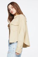 Women's Linen-Blend Buttoned Shacket in Warm Sand Medium