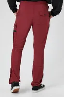 Men Drawstring Cargo Joggers in Burgundy Large