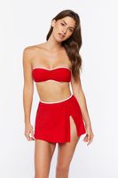 Women's Contrast-Trim Swim Cover-Up Skirt in High Risk Red Medium