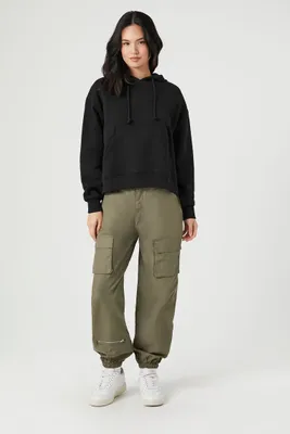 Women's Mid-Rise Cargo Joggers in Olive, XL