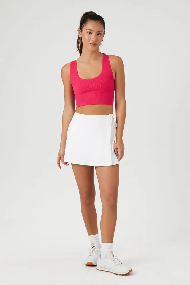 Forever 21 Women's Seamless Longline Sports Bra in Hibiscus Medium