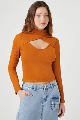 Women's Thermal Mock Neck Cutout Top