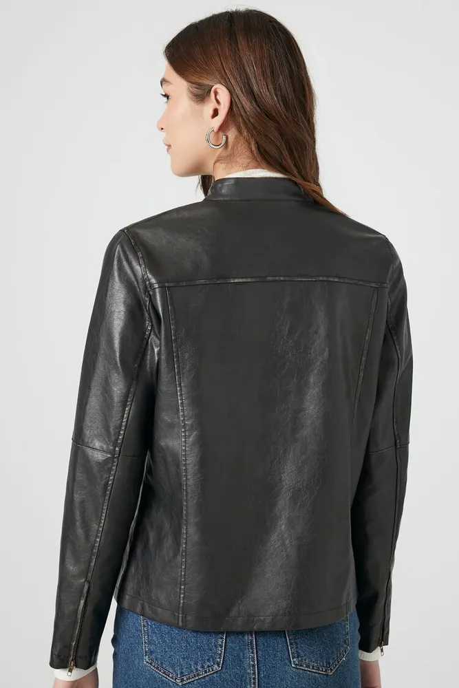Women's Faux Leather Zip-Up Jacket