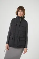 Women's Utility Cargo Puffer Vest in Black Medium