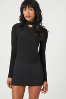 Women's Cutout Mock Neck Top Black