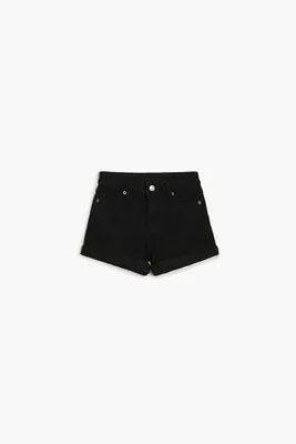 Girls Mid-Rise Denim Shorts (Kids) in Denim Black, 9/10