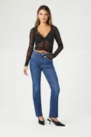 Women's Sheer Ruched Mesh Crop Top