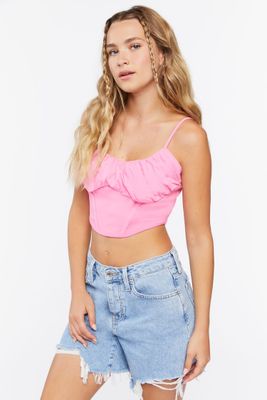 Women's Seamed Cropped Cami in Pink Medium