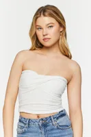 Women's Twisted Cropped Tube Top in White, XL