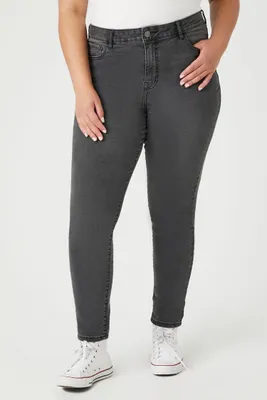 Women's Skinny High-Rise Jeans Washed Black,