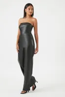 Women's Faux Leather Tube Jumpsuit in Black Small