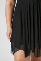 Women's Handkerchief Mini Dress Black,