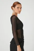 Women's Sheer Mesh Bodysuit in Black Small