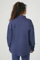 Women's Fleece Pocket Shacket in Navy Small