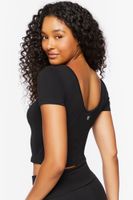 Women's Active Cotton-Blend Crop Top in Black, XS