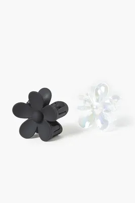 Flower Claw Hair Clip Set in Black/Clear