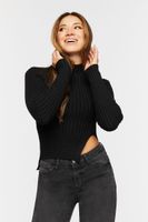 Women's Asymmetrical-Hem Sweater Top in Black Small