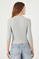 Women's Ribbed Knit Crop Top in Grey, XS